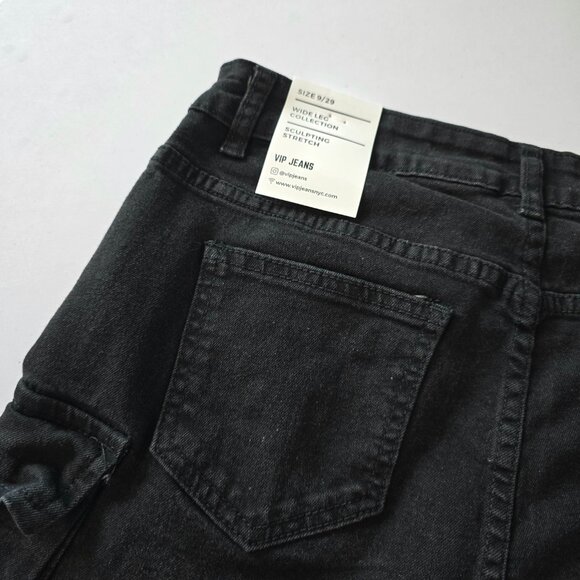 NWT VIP Jeans Wide Leg Cargo Pants Y2K Size J9 Black Streetwear - Picture 5 of 8